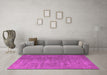 Machine Washable Oriental Pink Industrial Rug in a Living Room, wshurb554pnk