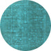 Round Oriental Light Blue Industrial Rug, urb554lblu