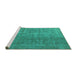 Sideview of Machine Washable Oriental Turquoise Industrial Area Rugs, wshurb554turq