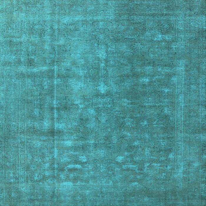 Square Machine Washable Oriental Light Blue Industrial Rug, wshurb554lblu