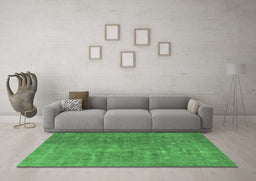 Machine Washable Oriental Emerald Green Industrial Area Rugs in a Living Room,, wshurb554emgrn