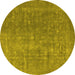 Round Oriental Yellow Industrial Rug, urb554yw