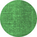 Round Oriental Emerald Green Industrial Rug, urb554emgrn