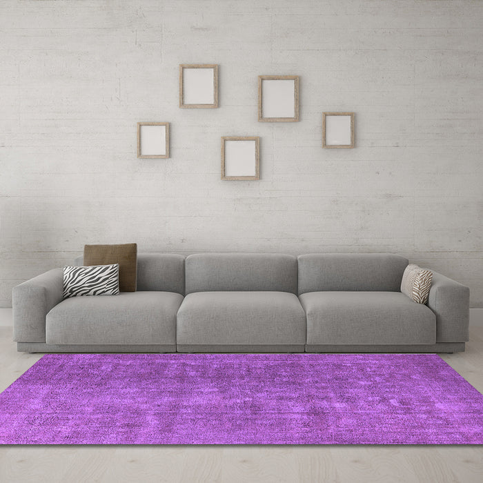 Machine Washable Oriental Purple Industrial Area Rugs in a Living Room, wshurb554pur