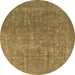 Round Oriental Brown Industrial Rug, urb554brn