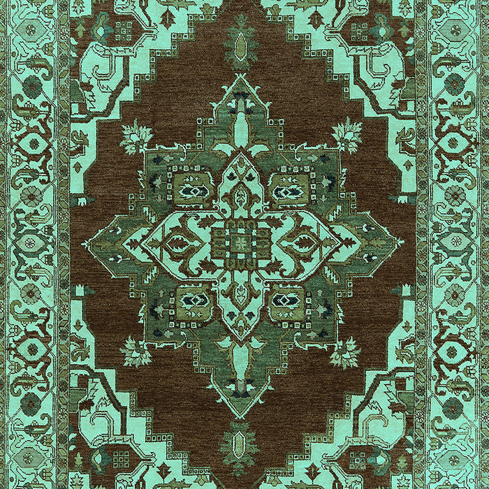 Machine Washable Oriental Turquoise Industrial Area Rugs, wshurb555turq