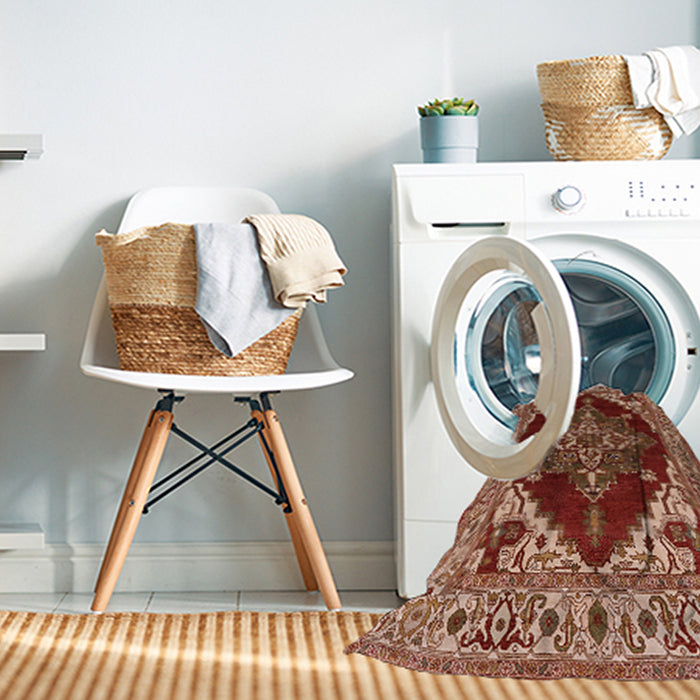 Machine Washable Industrial Modern Brown Sand Brown Rug in a Washing Machine, wshurb555