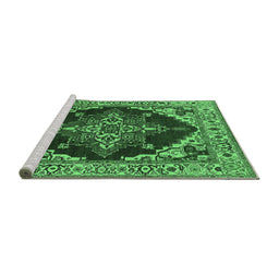 Sideview of Machine Washable Oriental Emerald Green Industrial Area Rugs, wshurb555emgrn
