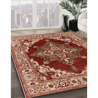 Mid-Century Modern Brown Sand Brown Oriental Rug, urb555