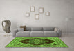 Machine Washable Oriental Green Industrial Area Rugs in a Living Room,, wshurb555grn