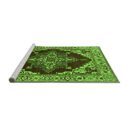Sideview of Machine Washable Oriental Green Industrial Area Rugs, wshurb555grn