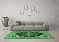 Machine Washable Oriental Emerald Green Industrial Rug, wshurb555emgrn