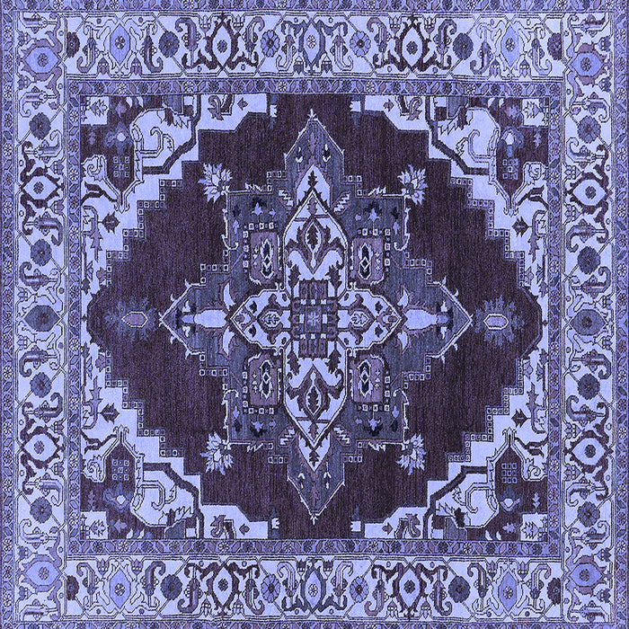 Square Machine Washable Oriental Blue Industrial Rug, wshurb555blu