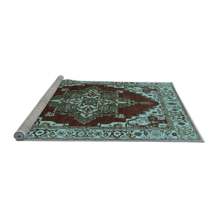 Sideview of Machine Washable Oriental Light Blue Industrial Rug, wshurb555lblu