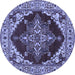 Round Oriental Blue Industrial Rug, urb555blu