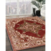 Mid-Century Modern Brown Sand Brown Oriental Rug in Family Room, urb555