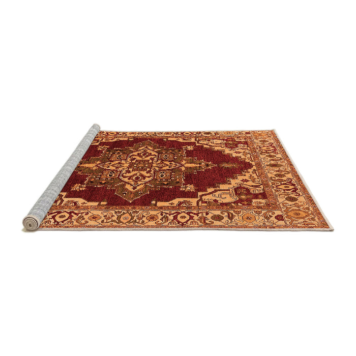 Sideview of Machine Washable Oriental Orange Industrial Area Rugs, wshurb555org
