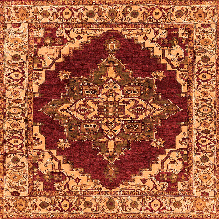 Square Machine Washable Oriental Orange Industrial Area Rugs, wshurb555org