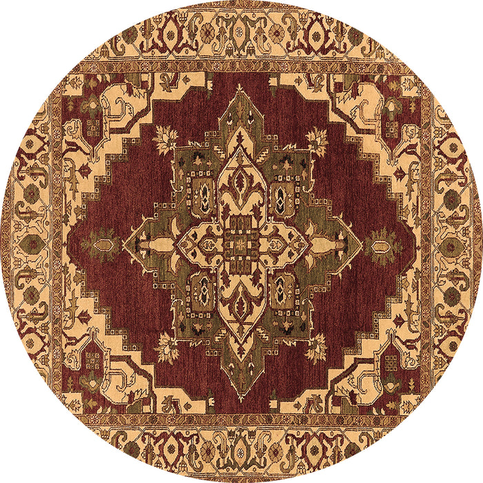 Round Oriental Brown Industrial Rug, urb555brn