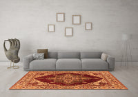 Machine Washable Oriental Orange Industrial Rug, wshurb555org