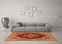 Machine Washable Oriental Orange Industrial Area Rugs in a Living Room, wshurb555org