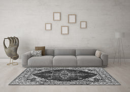 Machine Washable Oriental Gray Industrial Rug in a Living Room,, wshurb555gry