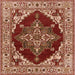 Square Mid-Century Modern Brown Sand Brown Oriental Rug, urb555