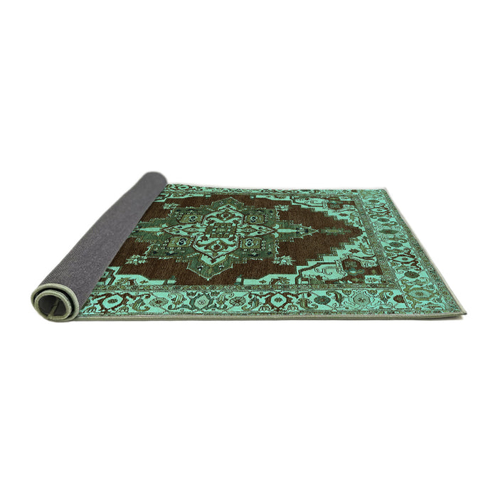 Sideview of Oriental Turquoise Industrial Rug, urb555turq