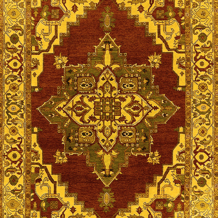 Machine Washable Oriental Yellow Industrial Rug, wshurb555yw