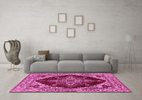 Machine Washable Oriental Pink Industrial Rug, wshurb555pnk