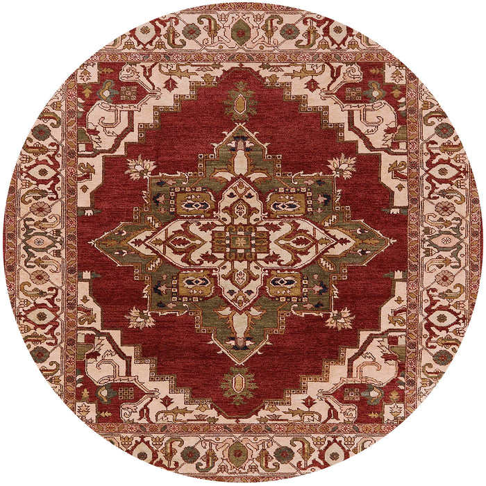 Round Mid-Century Modern Brown Sand Brown Oriental Rug, urb555