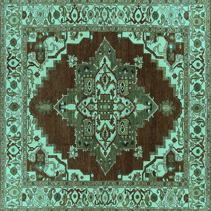 Square Oriental Turquoise Industrial Rug, urb555turq