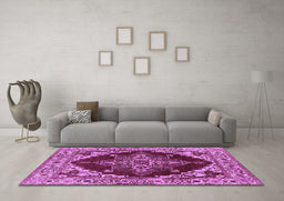 Machine Washable Oriental Purple Industrial Area Rugs in a Living Room, wshurb555pur