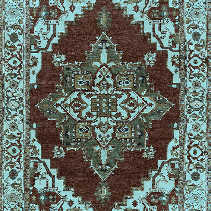 Machine Washable Oriental Light Blue Industrial Rug, wshurb555lblu