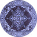 Round Oriental Blue Industrial Rug, urb556blu