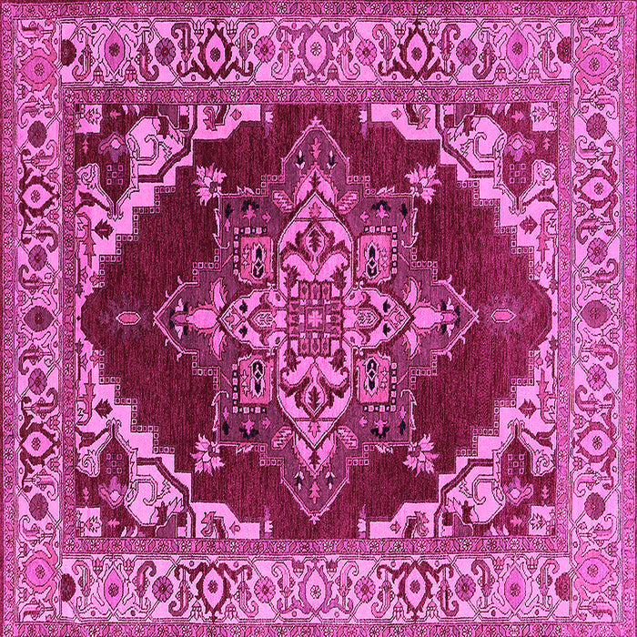 Square Machine Washable Oriental Pink Industrial Rug, wshurb556pnk