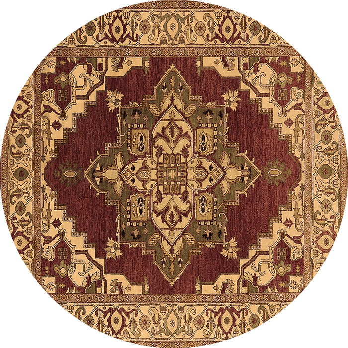Round Machine Washable Oriental Brown Industrial Rug, wshurb556brn
