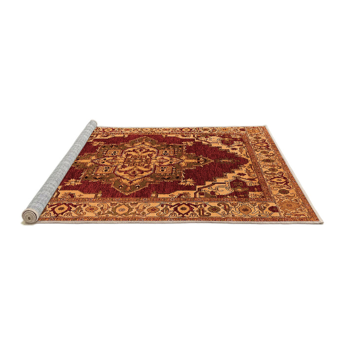 Sideview of Machine Washable Oriental Orange Industrial Area Rugs, wshurb556org