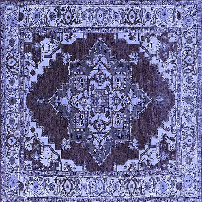 Square Machine Washable Oriental Blue Industrial Rug, wshurb556blu