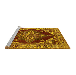 Sideview of Machine Washable Oriental Yellow Industrial Rug, wshurb556yw