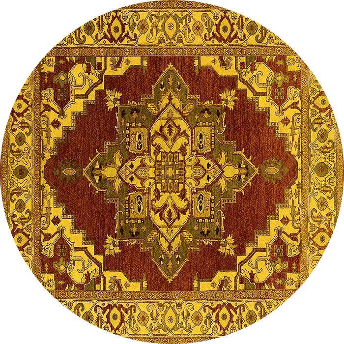 Round Oriental Yellow Industrial Rug, urb556yw