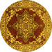 Round Oriental Yellow Industrial Rug, urb556yw