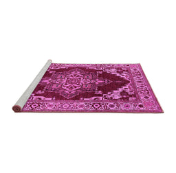 Sideview of Machine Washable Oriental Pink Industrial Rug, wshurb556pnk