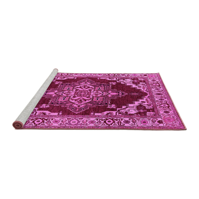Sideview of Machine Washable Oriental Pink Industrial Rug, wshurb556pnk