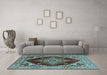 Machine Washable Oriental Light Blue Industrial Rug in a Living Room, wshurb556lblu