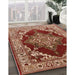 Mid-Century Modern Red Oriental Rug in Family Room, urb556