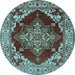 Round Oriental Light Blue Industrial Rug, urb556lblu