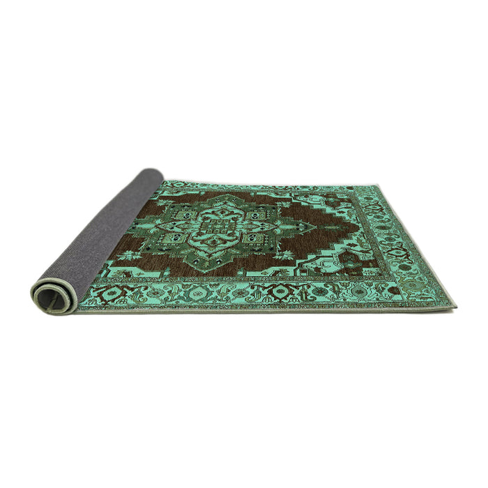 Sideview of Oriental Turquoise Industrial Rug, urb556turq