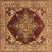 Square Machine Washable Oriental Brown Industrial Rug, wshurb556brn