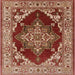 Square Mid-Century Modern Red Oriental Rug, urb556